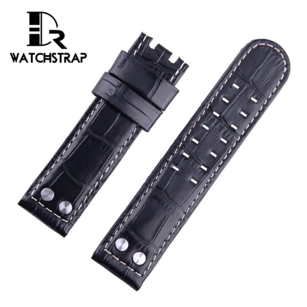 Replacement Hamilton Khaki Aviation watch band black leather strap