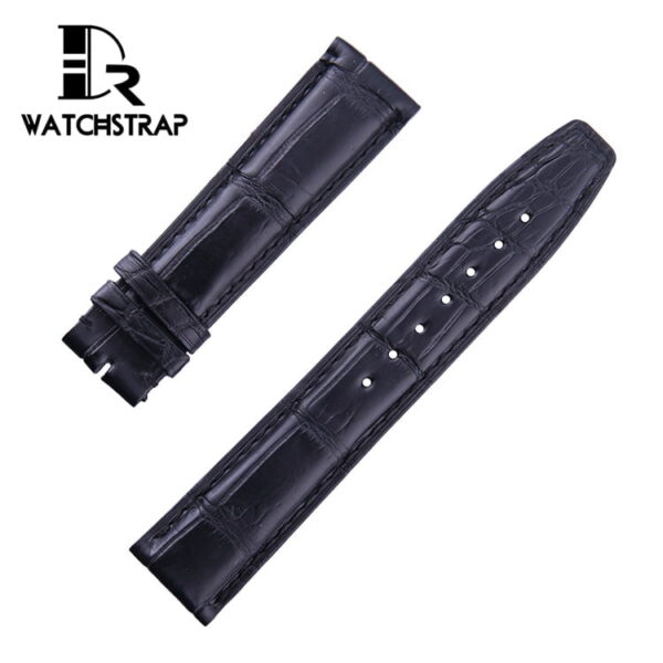 Aftermarket OEM replacement Black alligator Leather watch straps for IWC Portofino / Portuguese Chronograph luxury watches online 18mm 20mm strap size with multi colors including black brown blue orange and more watchbands at a discount price.