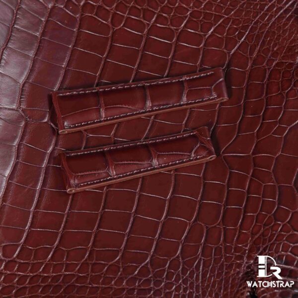 Genuine red brown alligator leather material