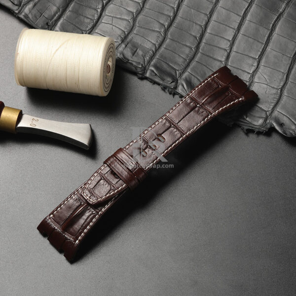 Custom Brown Alligator leather watch strap replacement for Audemars Piguet royal oak 26mm 28mm 30mm band (4)