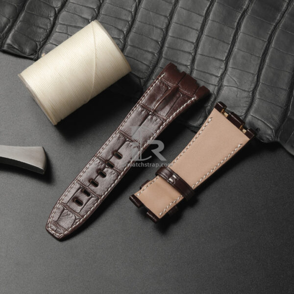 Custom Brown Alligator leather watch strap replacement for Audemars Piguet royal oak 26mm 28mm 30mm band (2)