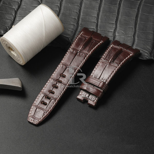 Custom Brown Alligator leather watch strap replacement for Audemars Piguet royal oak 26mm 28mm 30mm band (1)