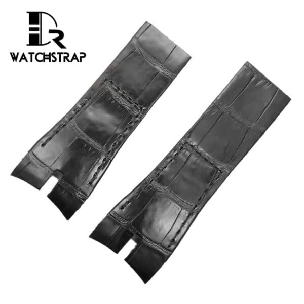 Replacement high-end quality genuine America alligator black leather watch band 26mm Handmade Roger Dubuis Excalibur strap