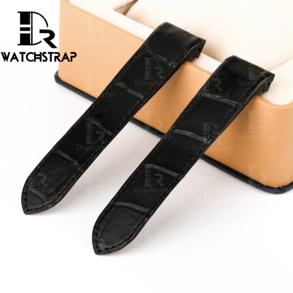 Custom handmade best quality replacement Black America Alligator Leather Cartier Santos 100 watch straps and watch bands Cartier Santos 100 Midsize Large Chronograph XL size watches - OEM aftermarket high-end leather watchbands online at a low price
