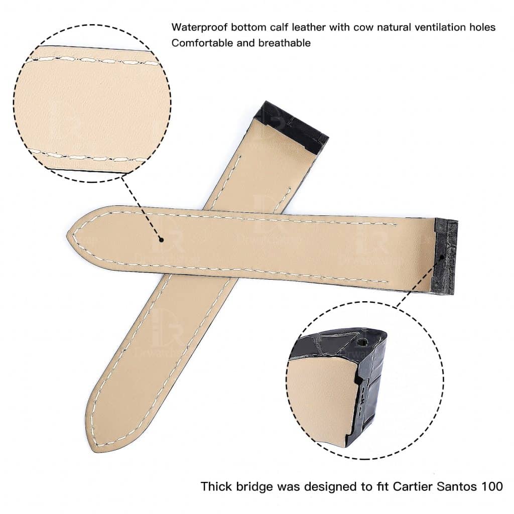Cartier Santos 100 leather strap replacement watch band for sale