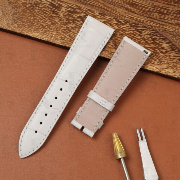 Custom Franck Muller Casablanca 8880 White leather watchbands 22mm handmade for sale (2)