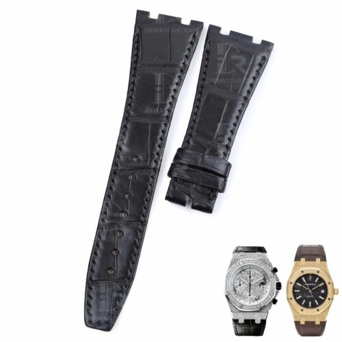 Custom handmade black alligator replacement watch band fit for Audemars Piguet Royal Oak Mens Watch straps Custom handmade black alligator replacement watch band fit for Audemars Piguet Royal Oak Mens Watch straps