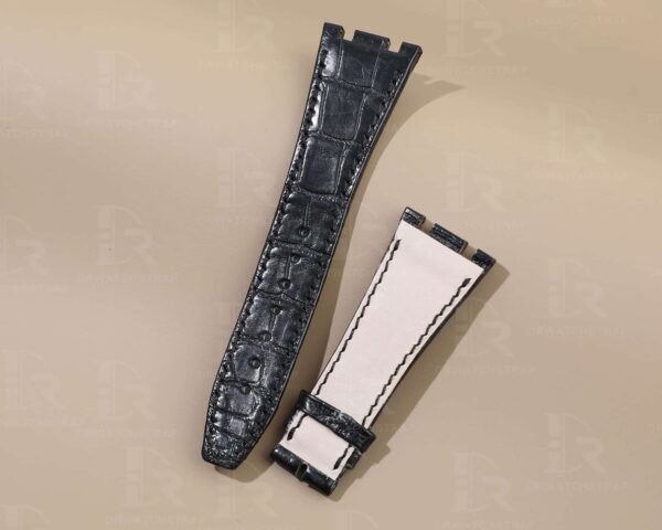 Custom handmade black alligator replacement watch bands fit for Audemars Piguet Royal Oak Mens Watch strap Custom handmade black alligator replacement watch bands fit for Audemars Piguet Royal Oak Mens Watch strap