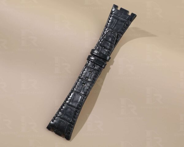 Custom handmade black alligator replacement watch bands fit for Audemars Piguet Royal Oak Mens Watch strap Custom handmade black alligator replacement watch bands fit for Audemars Piguet Royal Oak Mens Watch strap
