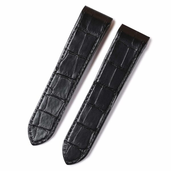 Custom black alligator leather watch bands for Cartier Santos 100 strap