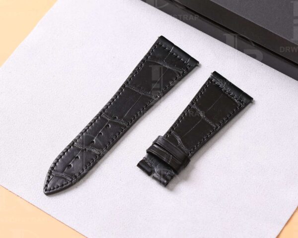 Custom handmade alligator black watch bands for Franck Muller straps