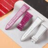 Custom handmade best quality grade A American crocodile 26mm Pink White leather alligator strap and watch band replacement fit for Franck Muller Master Square 6000 h SC DT luxury watches online - High-end leather straps 100% hand stitched for sale