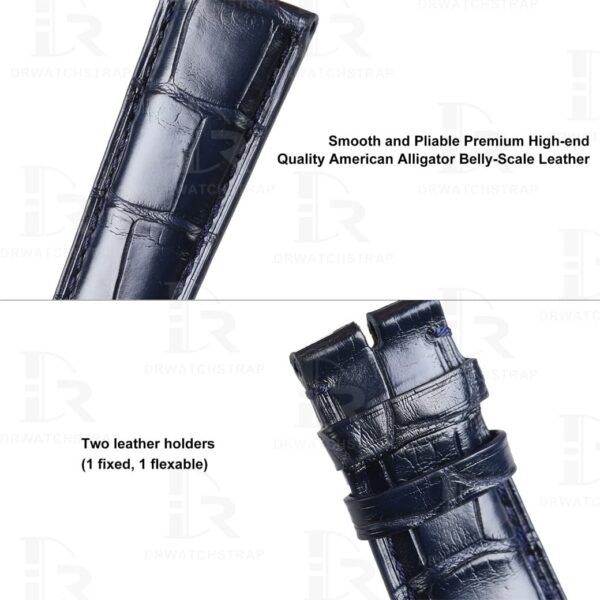 Best quality genuine blue alligator replacement blue leather strap and watch band for IWC Portofino Portugieser Chronograph watches online for sale at a low price - Custom OEM watchbands