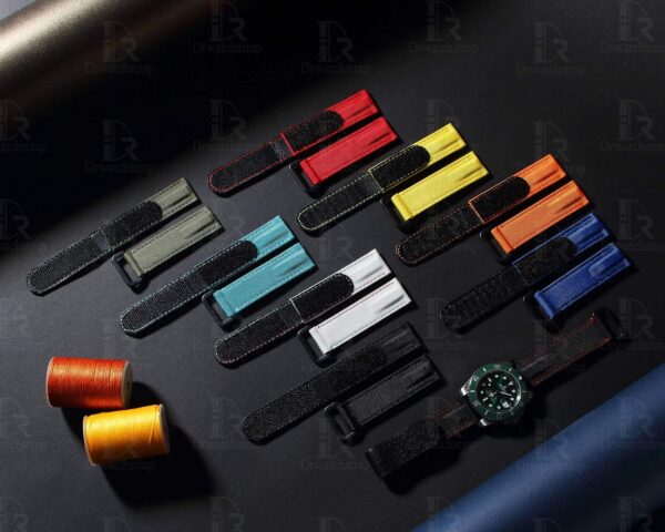 Rolex Velcro watch strap replacement 20mm canvas black blue green yellow red orange watchbands for Rolex Omega Patek Philippe Blancpain sailcloth Canvas nylon strap online