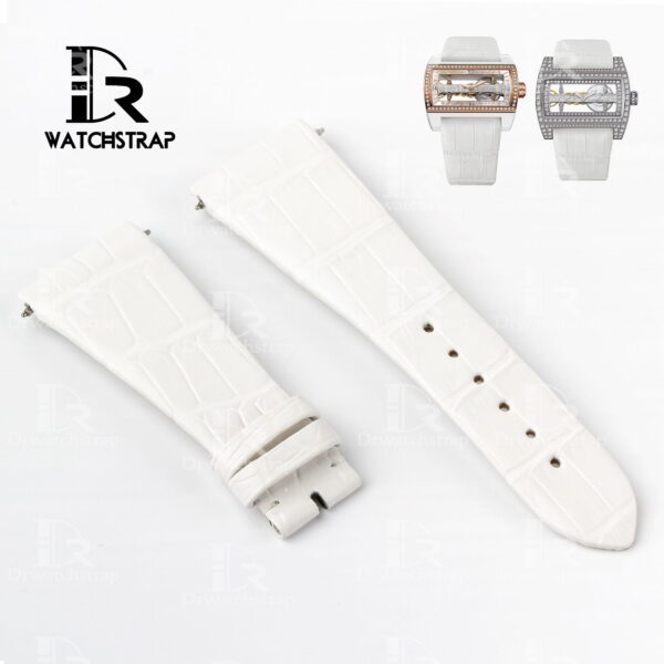 Replacement White leather band strap America Alligator fit for Corum Ti-Bridge Lady watch
