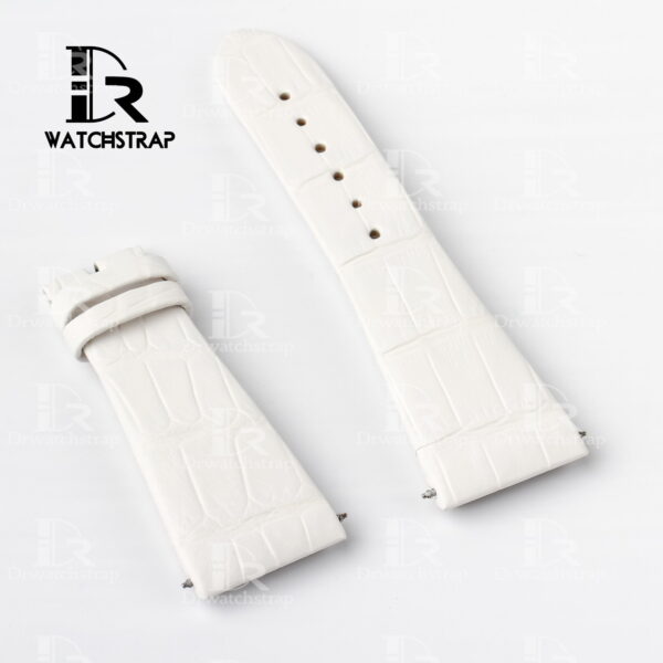 Aftermarket White leather band strap America Alligator fit for Corum Ti-Bridge Ladies watch