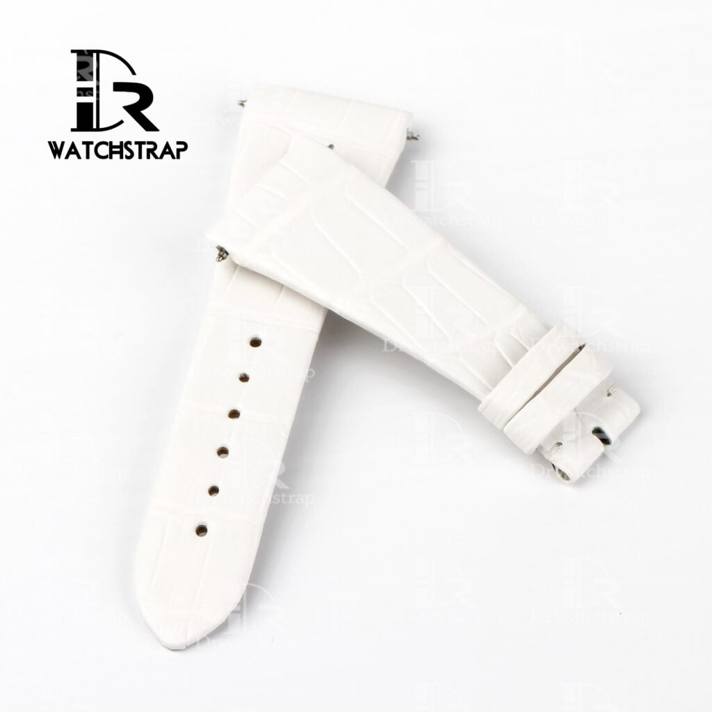 Replacement White leather band strap American Alligator fit for Corum Ti-Bridge Lady watch