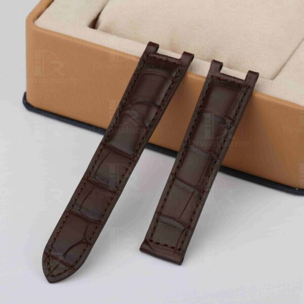 Custom genuine best quality OEM alligator brown leather strap and watch band replacement with single-folded for Cartier Pasha de men's and women's luxury watches - Shop the handmade crocodile grade A material watch straps & watch bands from DR Watchstrap online at a low price