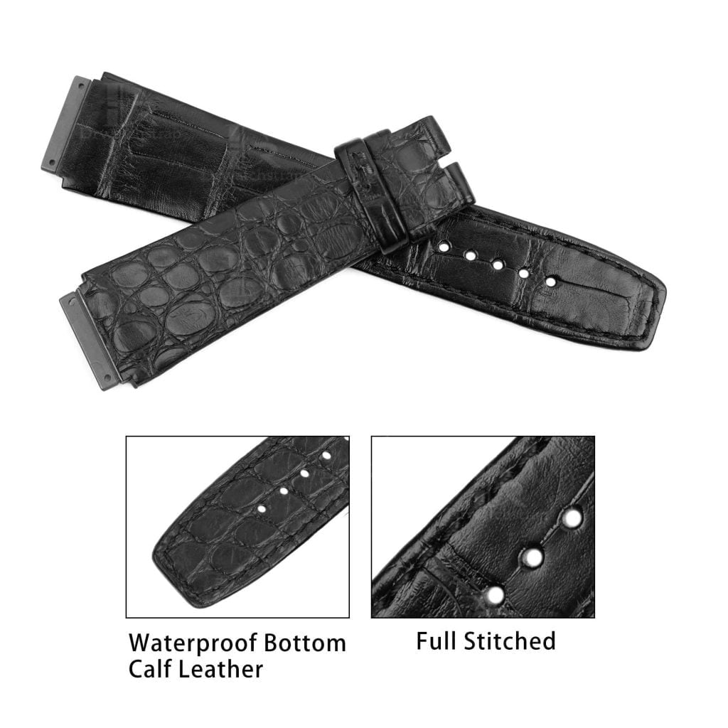 Custom Richard Mille leather strap for sale replacement black watch band