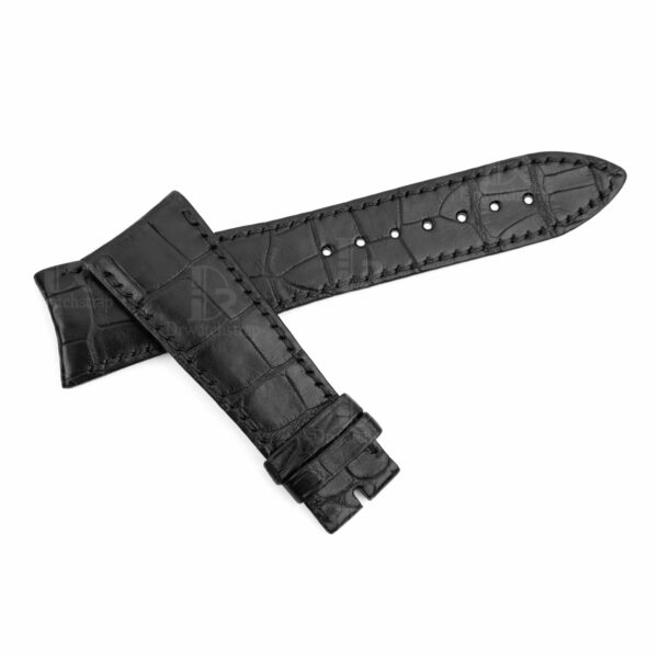 Handmade Black Alligator Leather watch band Curved End fit for Jules Audemars Extra-thin
