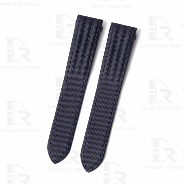 Buy Custom best quality Dark blue canvas nylon for Cartier Roadster 2510 xl Quickswitch handmade strap and watch band fabric replacement Chronograph Non Chronograph mens and womens 19mm 20mm watch