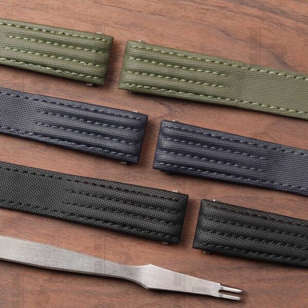 Buy Custom best quality black canvas nylon for Cartier Roadster 2510 xl Quickswitch handmade strap and watch band fabric replacement Chronograph Non Chronograph mens and womens 19mm 20mm watch (4)