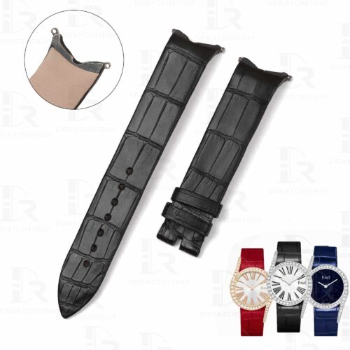 Buy custom Piaget Limelight Gala watch strap Black Alligator leather watch band for sale stitchless