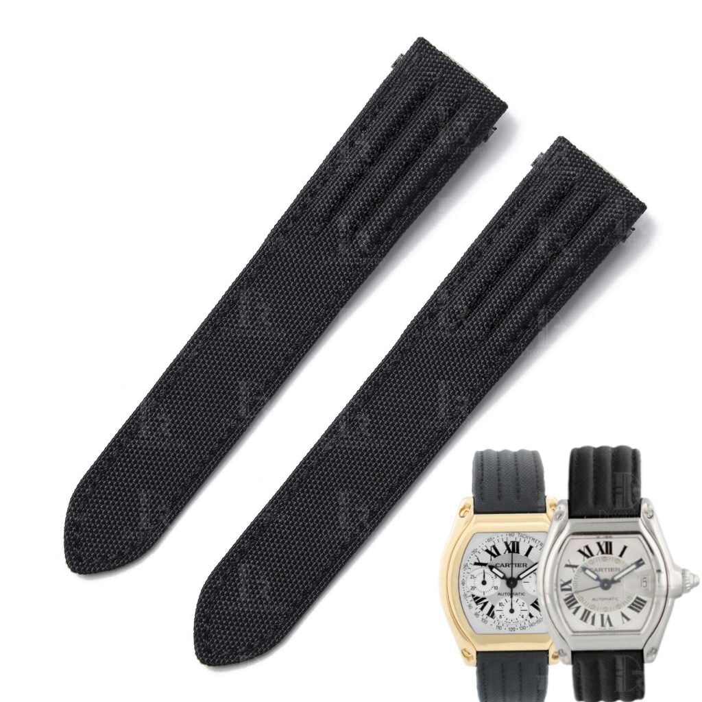 Custom best quality premium black kevlar canvas nylon material Quickswitch handmade strap and watchband fabric replacement for Cartier Roadster 2510 xl Chronograph Non-Chronograph men's and women's 19mm 20mm watches for sale, quick change rubber, kevlar and bracelets - Shop the best canvas nylon watch straps and watchbands from DR Watchstrap Quick release at a low price free shipping to US, UK