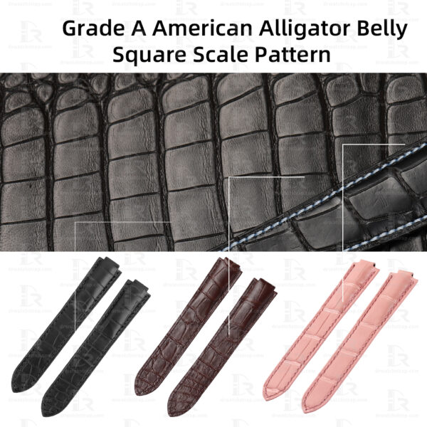Custom Replacement Black brown pink alligator leather Replacement watch strap for Cartier ballon bleu 33mm 36mm 42mm Low Price