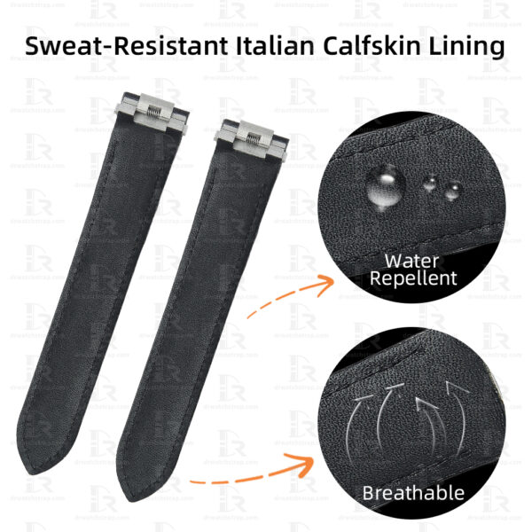 Custom Replacement Black kevlar leather replacement strap for cartier roadster Black Italian Calfskin Lining band