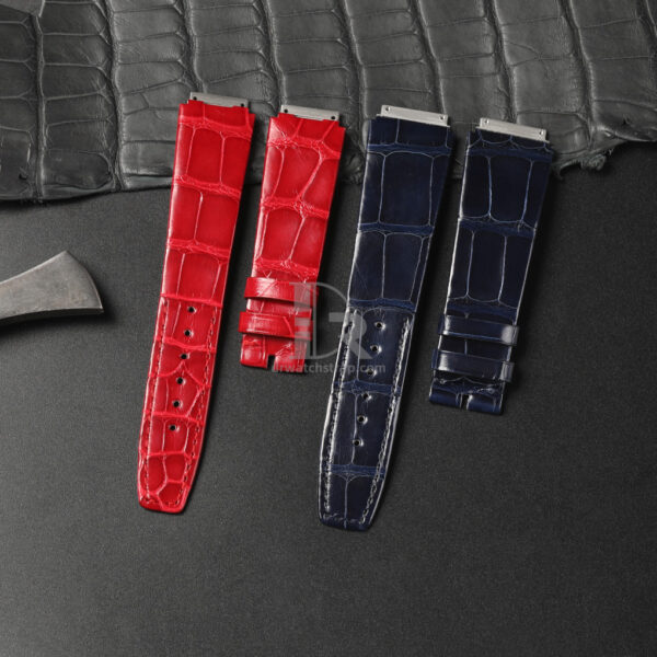 Custom Deep Blue Red Alligator leather watch strap replacement for Richard Mille (2)