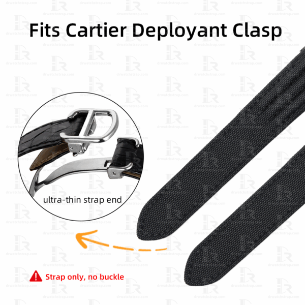 Custom replacement Black Canvas watch bands for cartier roadster 19mm 20mm Deployant Clasp