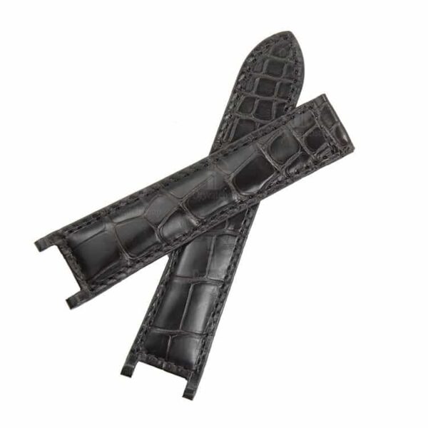 Custom genuine best quality OEM alligator black leather strap and watch band replacement with single-folded for Cartier Pasha de men's and women's luxury watches - Shop the handmade crocodile grade A material watch straps & watchbands from DR Watchstrap online at a low price