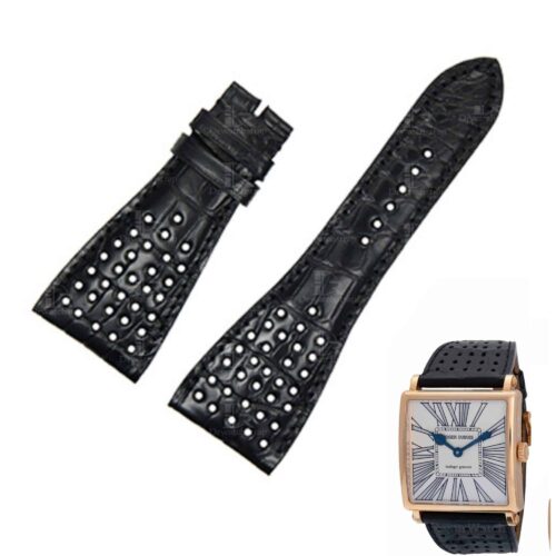 Roger Dubuis black replacement leather strap - custom watch band