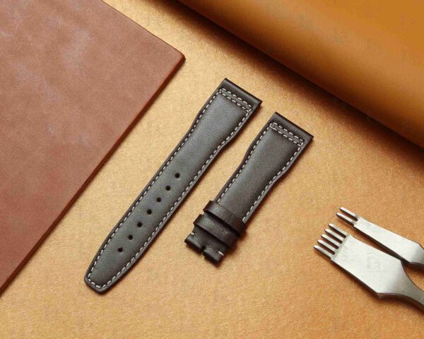 Handmade Santoni brown leather watch strap 21mm for IWC Pilot Spitfire Mark XVIII Chronograph watchband for sale