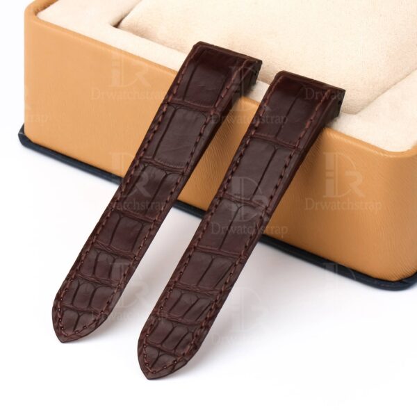 1607604037-Cartier-Santos-100-midsize-large-size-Replacement-leather-watch-band-strap-brown-America-Alligator-crocodile(2) Custom handmade best quality replacement Brown America Alligator Leather Cartier Santos 100 watch straps and watch bands Cartier Santos 100 Midsize Large Chronograph XL size watches - OEM aftermarket high-end leather watchbands online at a low price