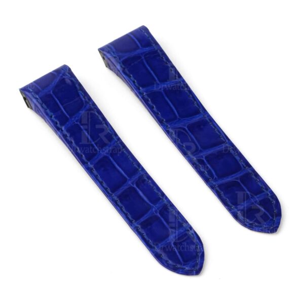 Custom handmade best quality replacement Blue America Alligator crocodile leather Cartier Santos 100 watch straps and watch bands for Cartier Santos 100 Medium Large Chronograph XL size watches - OEM aftermarket high-end leather watchbandx and strap online at a low price