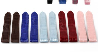 Custom handmade best quality replacement Red Blue Brown Ice Blue Black Pink America Alligator Leather Cartier Santos 100 watch straps and watch bands Cartier Santos 100 Midsize Large Chronograph XL size watches - OEM aftermarket high-end leather watch bands online at a low price