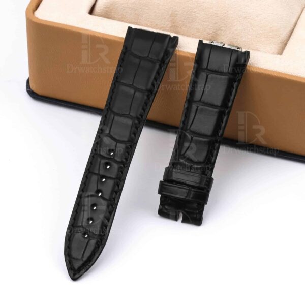 Replacement Black Leather watch band strap fit for Piaget Polo