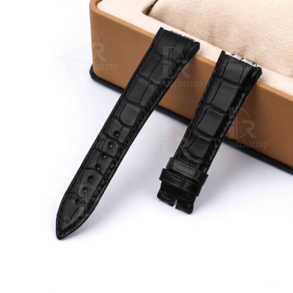 Replacement Black Leather watch band strap fit for Piaget Polo