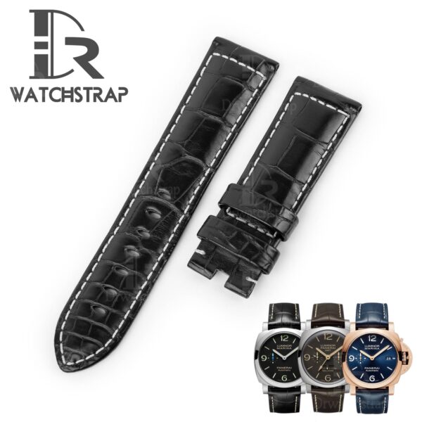 Genuine best quality OEM handmade custom Black Panerai Alligator Strap and watch band replacement 22mm 24mm for Panerai Luminor Due luxury watches from dr watchstrap for sale - Shop the premium crocodile material leather straps and watchbands online at a low price