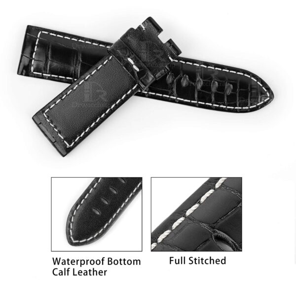 Genuine best quality OEM handmade custom Black Panerai Alligator Strap and watch band replacement 22mm 24mm for Panerai Luminor Due luxury watches from dr watchstrap for sale - Shop the premium crocodile material leather straps and watch bands wholesale online at a low price