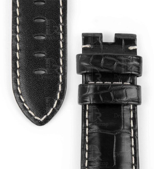 Genuine best quality OEM handmade custom Black Panerai Alligator Strap and watch band replacement 22mm 24mm for Panerai Luminor Due luxury watches from dr watchstrap for sale - Shop the premium crocodile material leather straps and watch bands wholesale online at a low price