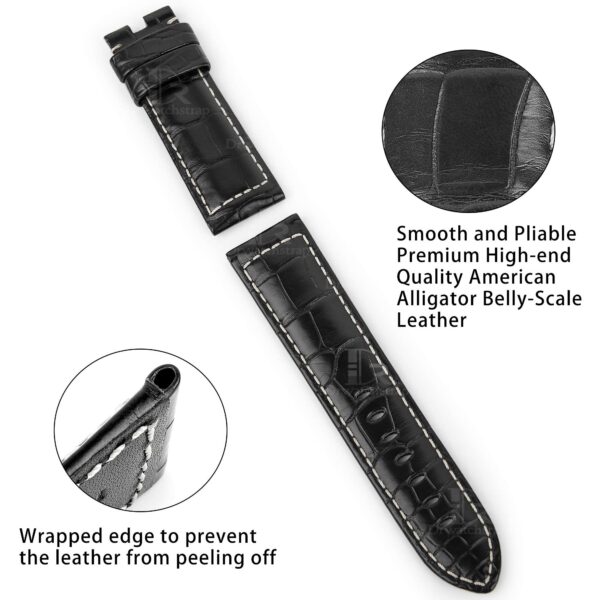 Genuine best quality OEM handmade custom Black Panerai Alligator Strap and watch band replacement 22mm 24mm for Panerai Luminor Due luxury watches from dr watchstrap for sale - Shop the premium crocodile material leather straps and watch bands wholesale online at a low price