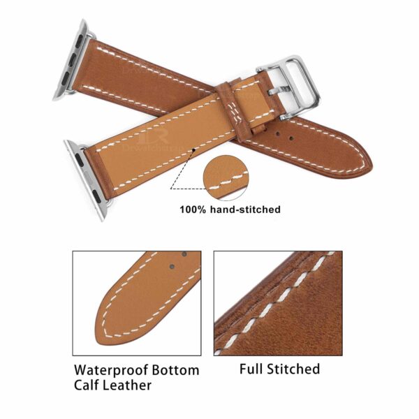 Apple Hermes band -Brown Leather watch strap handmade OEM