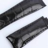 Best quality genuine OEM handmade aftermarket black Curved End link alligator crocodile belly-scale high-end replacement Rolex Submariner black leather watch strap and watch band for sale - Shop the high-end custom Alligator straps and watch bands 20mm at a low price