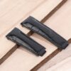 Best quality genuine OEM handmade aftermarket black Curved End link alligator crocodile belly-scale high-end replacement Rolex Submariner black leather watch strap and watch band for sale - Shop the high-end custom Alligator straps and watch bands 20mm at a low price