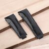 Best quality genuine OEM handmade aftermarket black Curved End link alligator crocodile belly-scale high-end replacement Rolex Submariner black leather watch strap and watch band for sale - Shop the high-end custom Alligator straps and watchbands 20mm at a low price