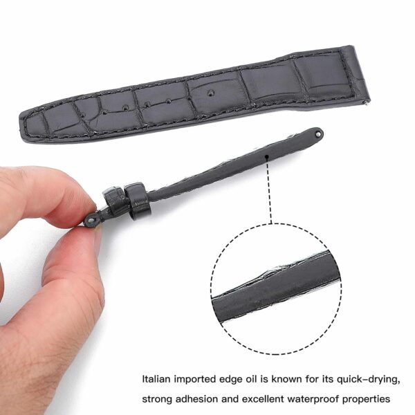 Custom best quality handmade black alligator crocodile 20mm 21mm leather IWC watch straps and watch bands replacement for IWC Pilot's watch Mark XVIII Chronograph - shop the grade A crocodile leather watchbands online