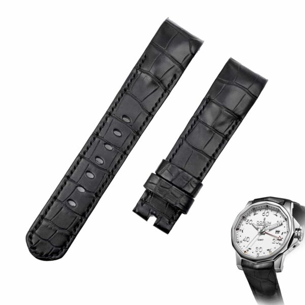 Corum watch strap - Admirals Cup bracelet replacement Black Alligator